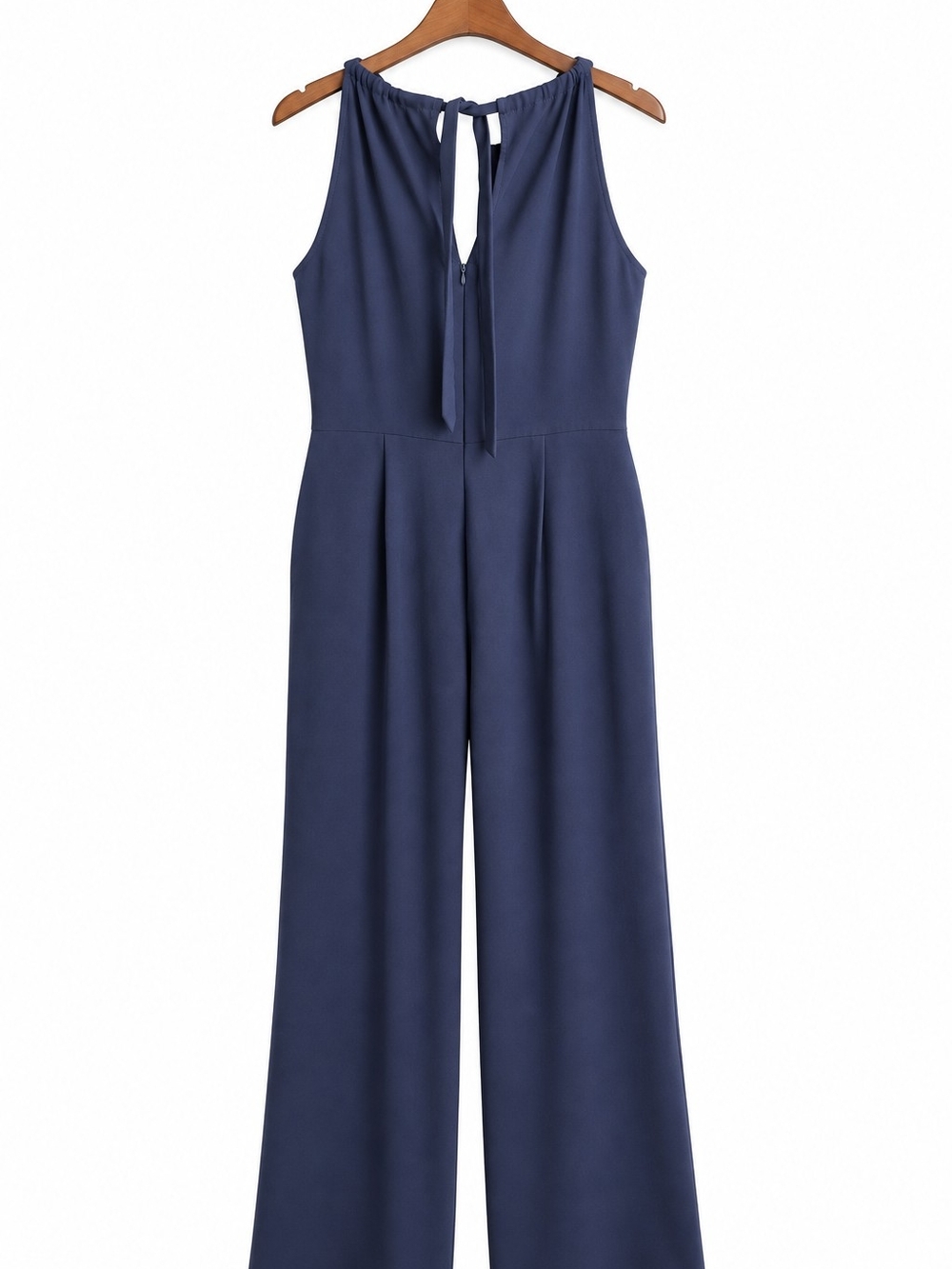 Trina Turk Navy Blue Wide Leg Halter Jumpsuit Size 14 Tie Neck